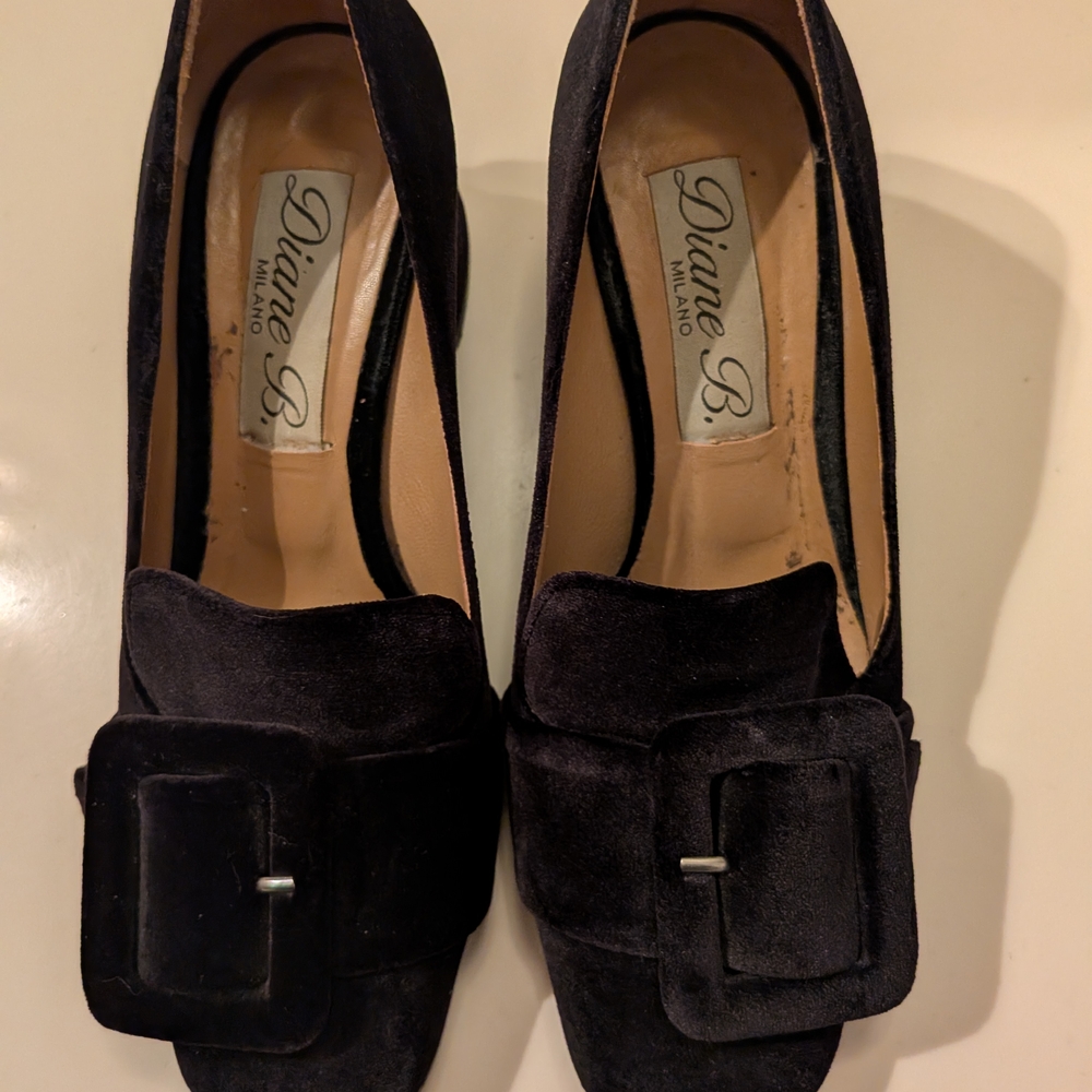 RARE DIANE B. Milano Italian Chic Black Velvet Heels | EUR 36